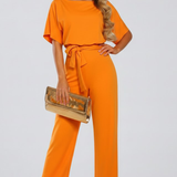 Damen-Jumpsuit mit Gürtel und weitem Bein