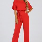 Damen-Jumpsuit mit Gürtel und weitem Bein