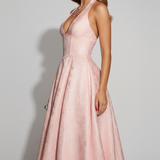 Damen Midi-Kleid mit Halterneck und tailliertem Oberteil