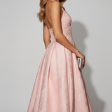 Damen Midi-Kleid mit Halterneck und tailliertem Oberteil