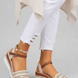Damen Wedge Sandalen mit verstellbaren Riemen und offener Zehenpartie