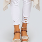 Damen Wedge Sandalen mit verstellbaren Riemen und offener Zehenpartie