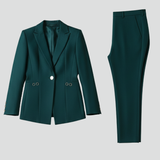 Damen Blazer Set mit Einem Knopf und Geraden Hosen