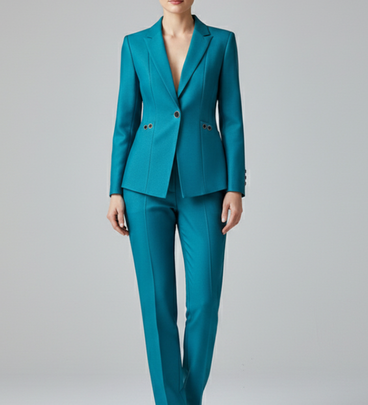 Damen Blazer Set mit Einem Knopf und Geraden Hosen