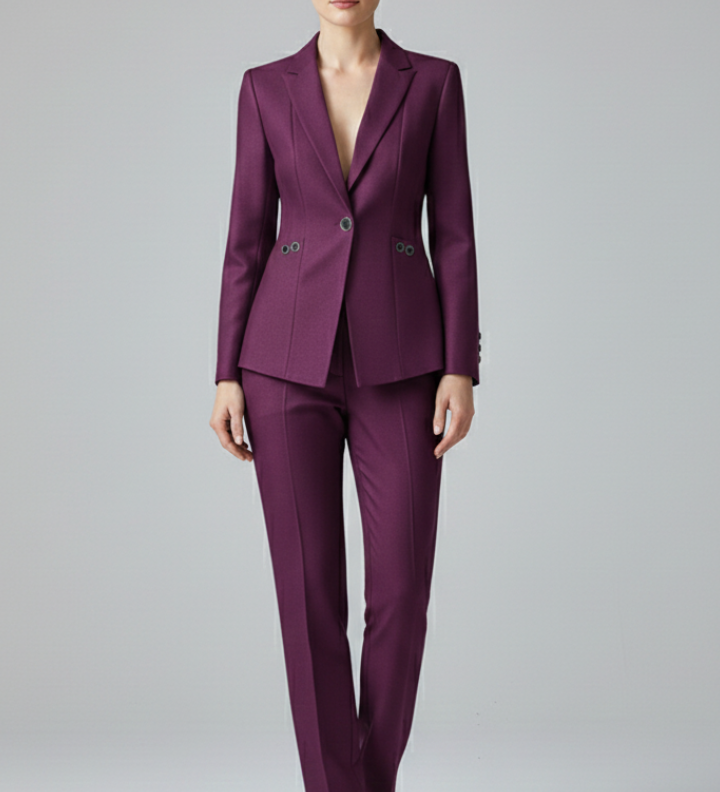 Damen Blazer Set mit Einem Knopf und Geraden Hosen