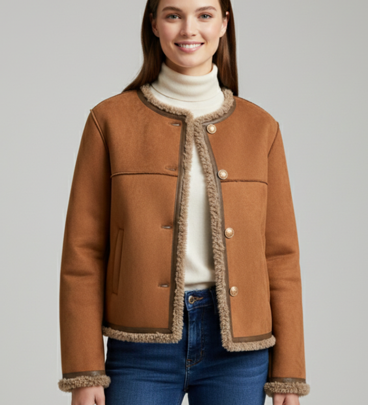 Damenjacke mit Knopfverschluss und kontrastierenden Kanten