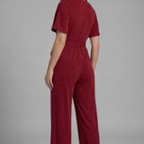 Damen Jumpsuit mit Wickel-Front und Bindegürtel