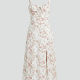 Damen Midi Kleid mit Trägern und gemusterter Rock