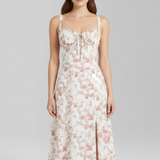 Damen Midi Kleid mit Trägern und gemusterter Rock