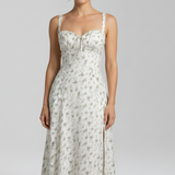Damen Midi Kleid mit Trägern und gemusterter Rock