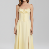 Damen Midi Kleid mit Trägern und gemusterter Rock