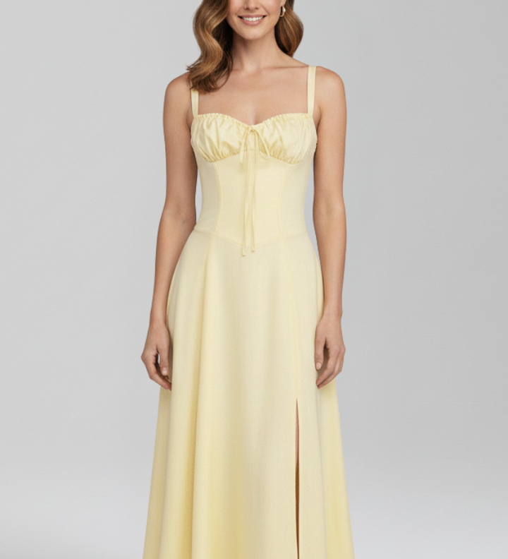 Damen Midi Kleid mit Trägern und gemusterter Rock