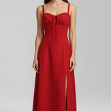 Damen Midi Kleid mit Trägern und gemusterter Rock
