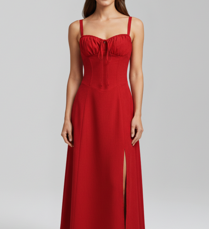 Damen Midi Kleid mit Trägern und gemusterter Rock