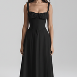 Damen Midi Kleid mit Trägern und gemusterter Rock