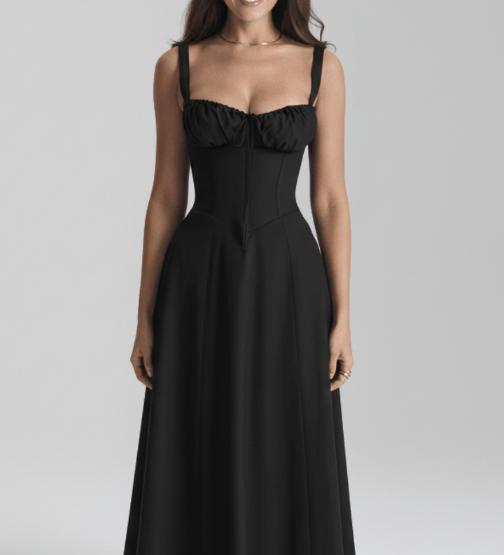 Damen Midi Kleid mit Trägern und gemusterter Rock