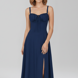 Damen Midi Kleid mit Trägern und gemusterter Rock