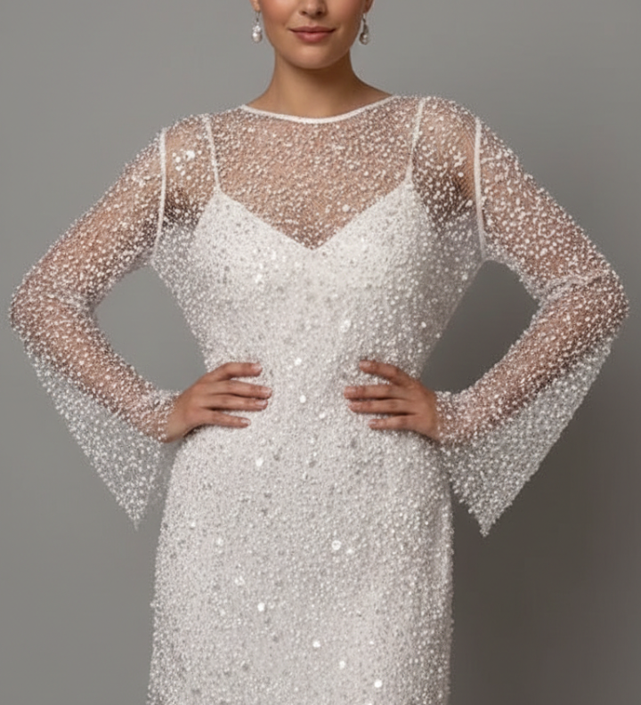 Damen Mini Kleid mit Mesh-Overlay und ärmelloser Unterlage