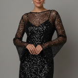 Damen Mini Kleid mit Mesh-Overlay und ärmelloser Unterlage
