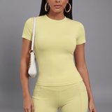 Damen Set mit Cropped Top und High Waist Shorts