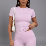 Damen Set mit Cropped Top und High Waist Shorts