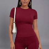 Damen Set mit Cropped Top und High Waist Shorts