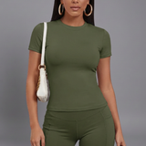 Damen Set mit Cropped Top und High Waist Shorts