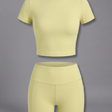 Damen Set mit Cropped Top und High Waist Shorts