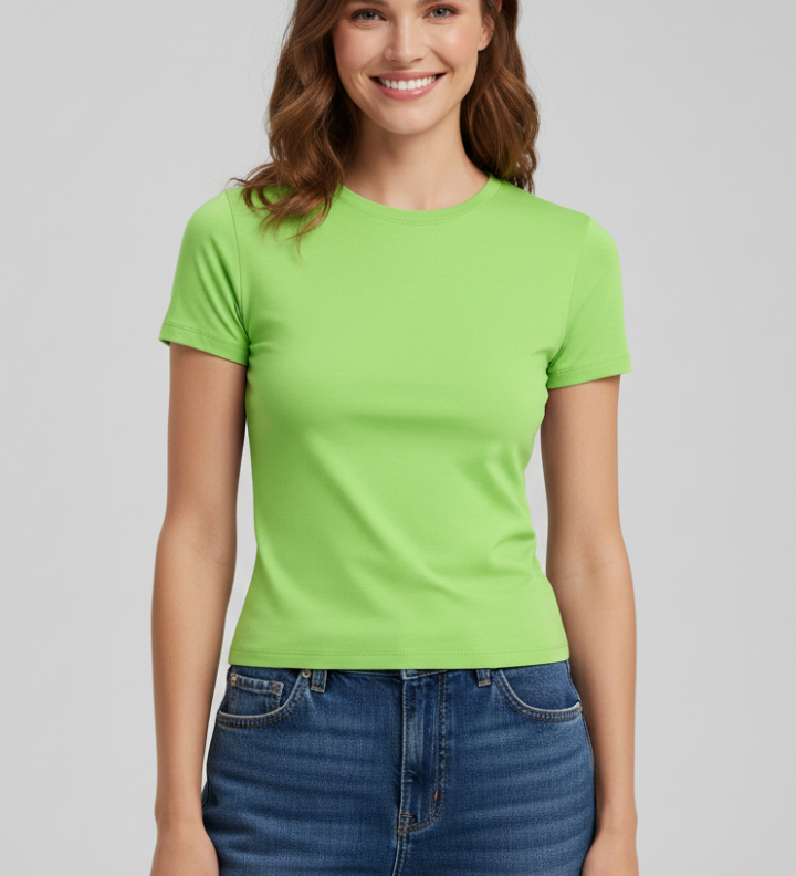 Damen T-Shirt mit Rundhalsausschnitt und figurbetontem Schnitt