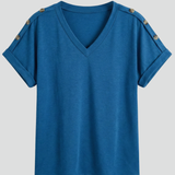 Damen T-Shirt mit V-Ausschnitt und umgeschlagenen Ärmeln
