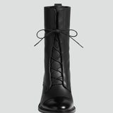 Damen Stiefeletten mit Schnürung und Blockabsatz