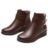 Damen Stiefeletten mit seitlichem Reißverschluss und Kunstfellfutter