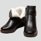 Damen Stiefeletten mit seitlichem Reißverschluss und Kunstfellfutter