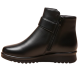 Damen Stiefeletten mit seitlichem Reißverschluss und Kunstfellfutter