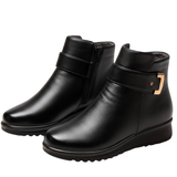 Damen Stiefeletten mit seitlichem Reißverschluss und Kunstfellfutter
