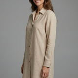 Damen Strandhemd Kleid mit Kragen und Knopfverschluss