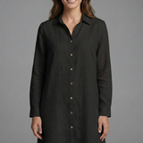 Damen Strandhemd Kleid mit Kragen und Knopfverschluss