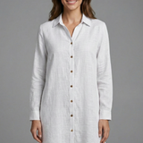 Damen Strandhemd Kleid mit Kragen und Knopfverschluss
