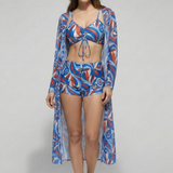 Damen Bikini-Set mit Cover-Up und V-Ausschnitt
