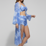 Damen Bikini-Set mit Cover-Up und V-Ausschnitt