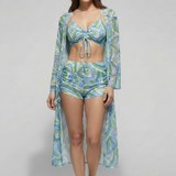 Damen Bikini-Set mit Cover-Up und V-Ausschnitt