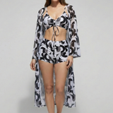 Damen Bikini-Set mit Cover-Up und V-Ausschnitt