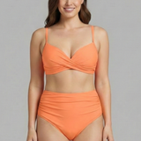 Damen-Bikini-Set mit Kreuz-Top und gerafftem Unterteil