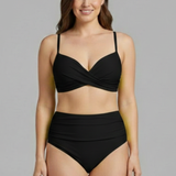 Damen-Bikini-Set mit Kreuz-Top und gerafftem Unterteil