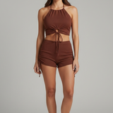 Damen Bikini Set mit Haltertop und Kordelzug-Hose