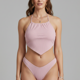 Damen Bikini-Set mit Haltertop und hochgeschnittenem Unterteil