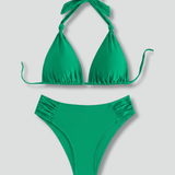 Damen Bikini Set mit Haltertop und mittelhohem Unterteil