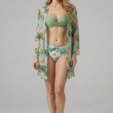 Damen-Bikini-Set mit Kimono und hochgeschnittenem Höschen