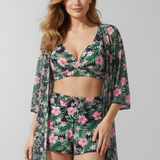 Damen Bikini-Set mit bedrucktem Shirt und Shorts
