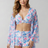Damen Bikini-Set mit bedrucktem Shirt und Shorts